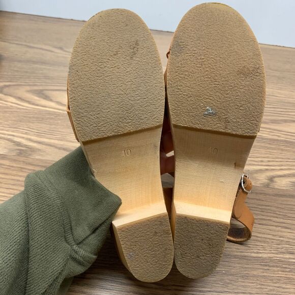 Swedish Hasbeens Womens Brown Leather Clog Sandals European Size 40 US Size 9 - Picture 8 of 14